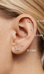 KOSINER 14K Solid Gold Three Marquise Leaf Flat Back Stud, Nickel-Free Waterproof Elegant Dainty Multi Piercing Jewelry for Women