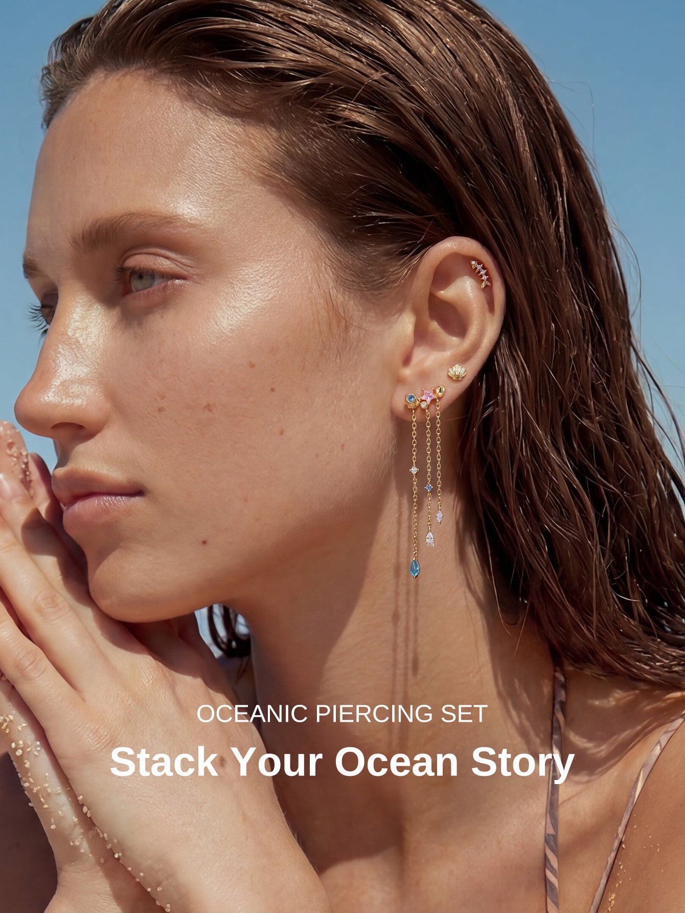 Kosinerjewelry KOSINER 925 Sterling Silver Oceanic Blue Fishbone Flat Back Stud