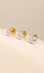KOSINER multi-size oval bezel lab-grown diamond flat back studs in 14K solid gold