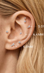 KOSINER 14K Solid Gold Minimalist Spliced Flat Back Stud, Nickel-Free Waterproof Sleep Friendly Dainty Multi Piercing Jewelry for Women