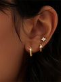 925 Sterling Silver 18k Gold Plated Earring Set with Cubic Zirconia: flower stud and small hoop earrings.
