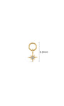 14K gold north star detachable dangle charm dimension 6.8mm, eight-point star cubic zirconia removable piercing pendant