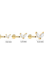 KOSINER 14K Solid Gold Minimal Marquise CZ Butterfly Wing Flat Back Piercing Stud, Nickel-Free Waterproof Dainty Elegant Cartilage Earring for Multi Piercing Stack