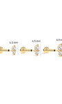KOSINER 14K Solid Gold Double Clear CZ Ear Stud, Internally Threaded Flat Back Piercing Jewelry
