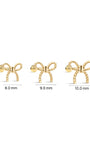 KOSINER 14K Solid Gold Elegant Textured Bowknot Flat Back Stud, Nickel-Free Waterproof Sleep Friendly Dainty Multi Piercing Jewelry for Women | 8/9/10mm