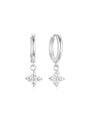 Gold 925 sterling silver stud earrings with dangling fresh flower zircon charms.