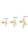 KOSINER Leaf Flat Back Stud Full Sizes 5.5mm 8.5mm 10.5mm, 14K Solid Gold Internal Thread Cartilage Piercing Stud
