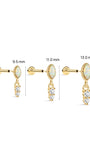 KOSINER 14K Solid Gold Dainty Marquise Opal Drop Flat Back Piercing Stud, Nickel-Free Waterproof Elegant Dangling Opal Cartilage Earring for Multi Ear Stack Piercing