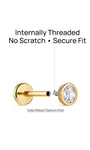 KOSINER internally threaded oval lab-grown diamond flat back stud with gold-plated titanium post