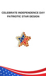 KOSINER Independence Day Patriotic Star Flat Back Stud, red and blue American flag enamel star inlaid with sparkling crystals, patriotic jewelry design to celebrate 4th of July, internally threaded ear stud for ear stacking