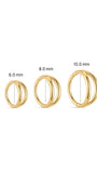 KOSINER 14K Solid Gold Minimal Gloss Double Layer Clicker Hoop, Nickel-Free Waterproof Sleep-Friendly Dainty Multi Piercing Jewelry for Women 6mm 8mm 10mm
