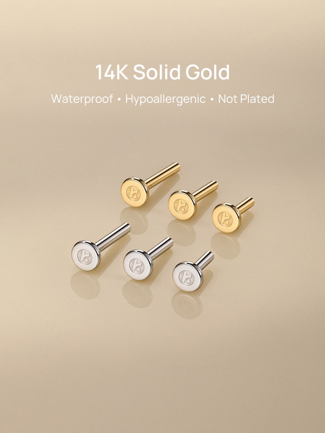 Base plana em ouro maciço 14K 5mm/6,5mm/8mm