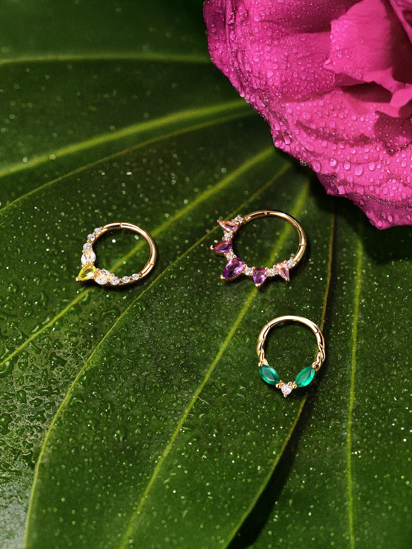 Gem Garden Green Agate Twist Clicker in 14K Solid Gold