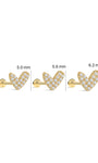 5.0/5.6/6.2mm Pave Heart Flat Back Stud, 14K Solid Gold Dainty Multi Piercing Helix Lobe Ear Stack Jewelry