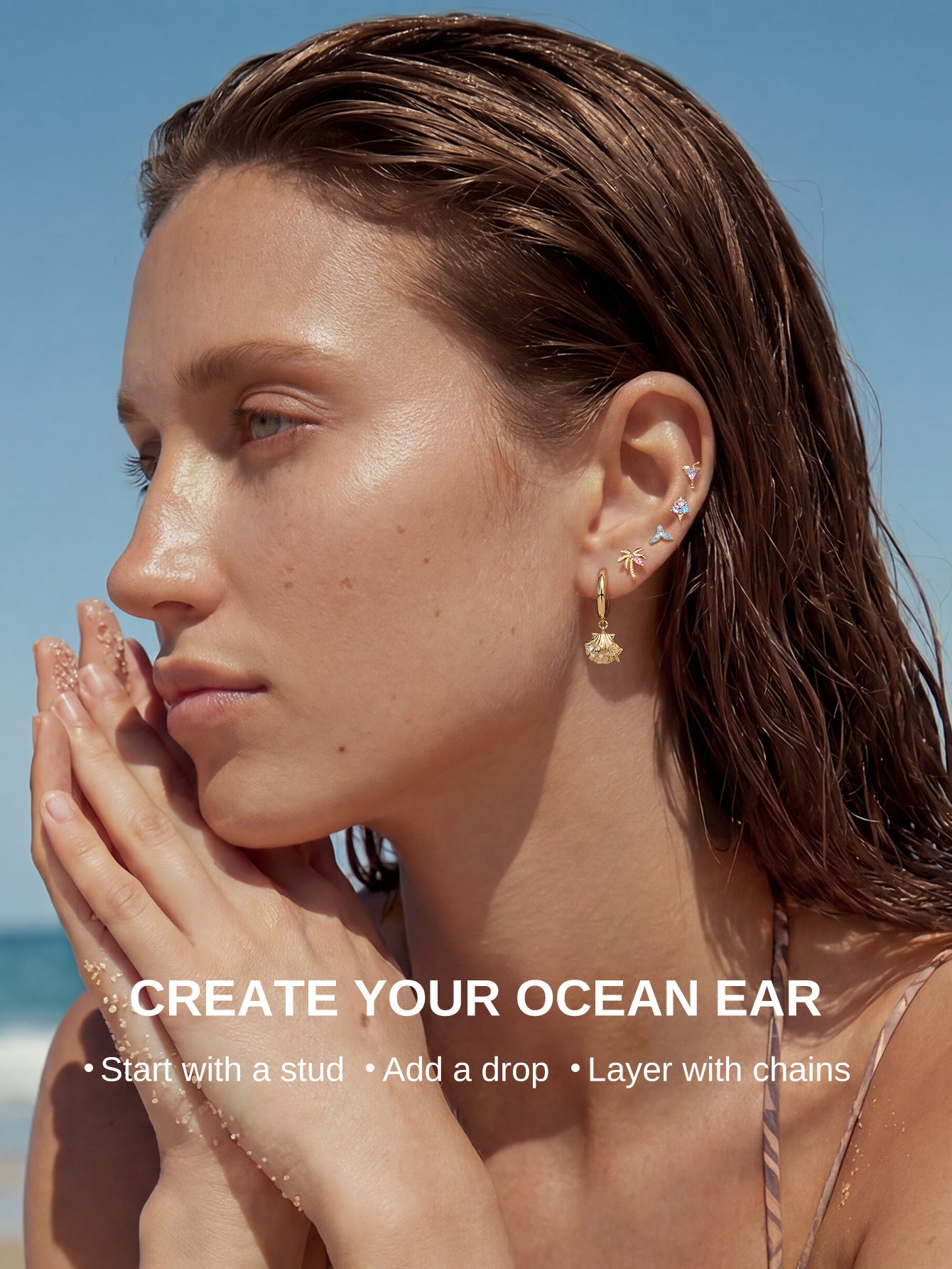 Build your summer-inspired ear stack with kosiner tricolor ice cream stud