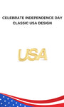 KOSINER Independence Day Classic USA Flat Back Stud, sleek polished solid cursive USA letter silhouette, minimalist patriotic holiday jewelry design to celebrate 4th of July, internally threaded ear stud for subtle layered ear stacking