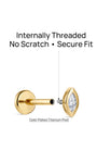 KOSINER internally threaded marquise lab-grown diamond flat back stud with gold-plated titanium post