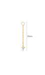 14K gold marquise cz star long chain dangle charm total length 20mm, removable celestial ear pendant for hoop earrings