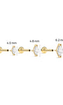 KOSINER Marquise CZ Flat Back Sizes, 4mm/4.8mm/6.2mm, 14K Solid Gold