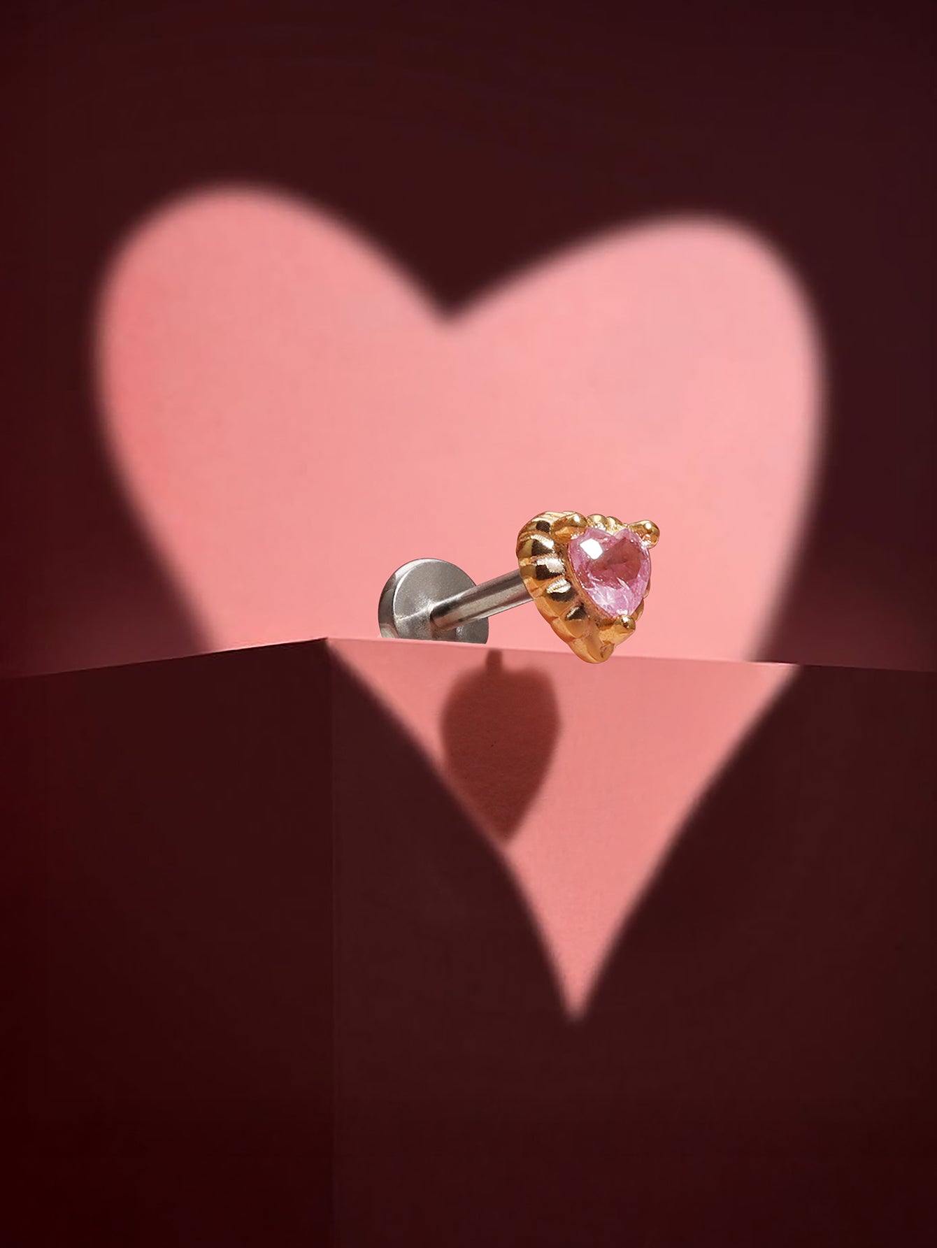 Pink Ritual Heart Stud – 925 Pink CZ Flatback