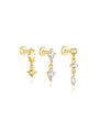 18K gold plated sterling silver earrings with CZ in marquise, square, round shapes 