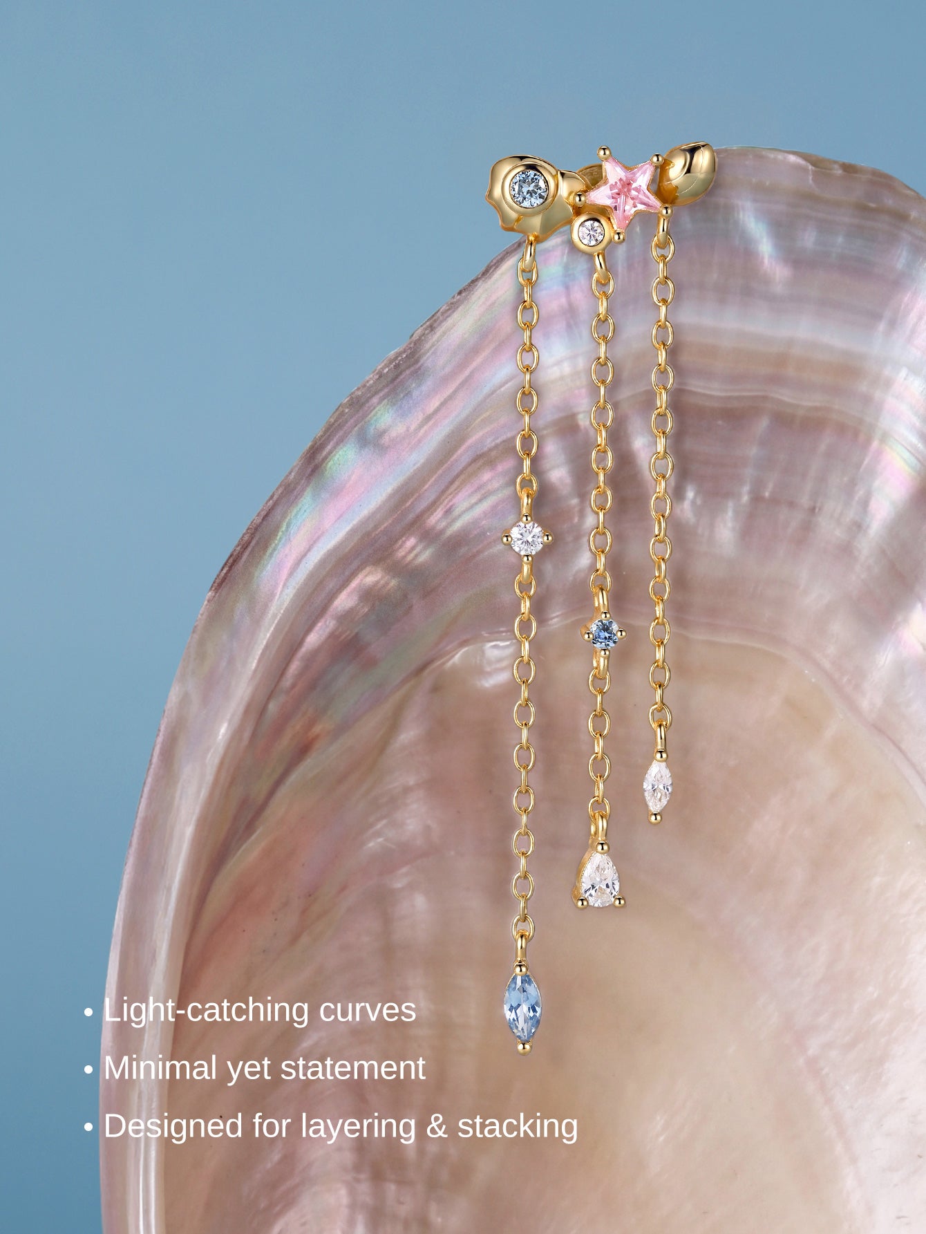 Kosinerjewelry KOSINER 925 Sterling Silver Oceanic Starfish Tassel Flat Back Stud