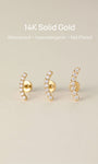 KOSINER 14K solid gold pave curved stud, waterproof, hypoallergenic, nickel-free, no plating