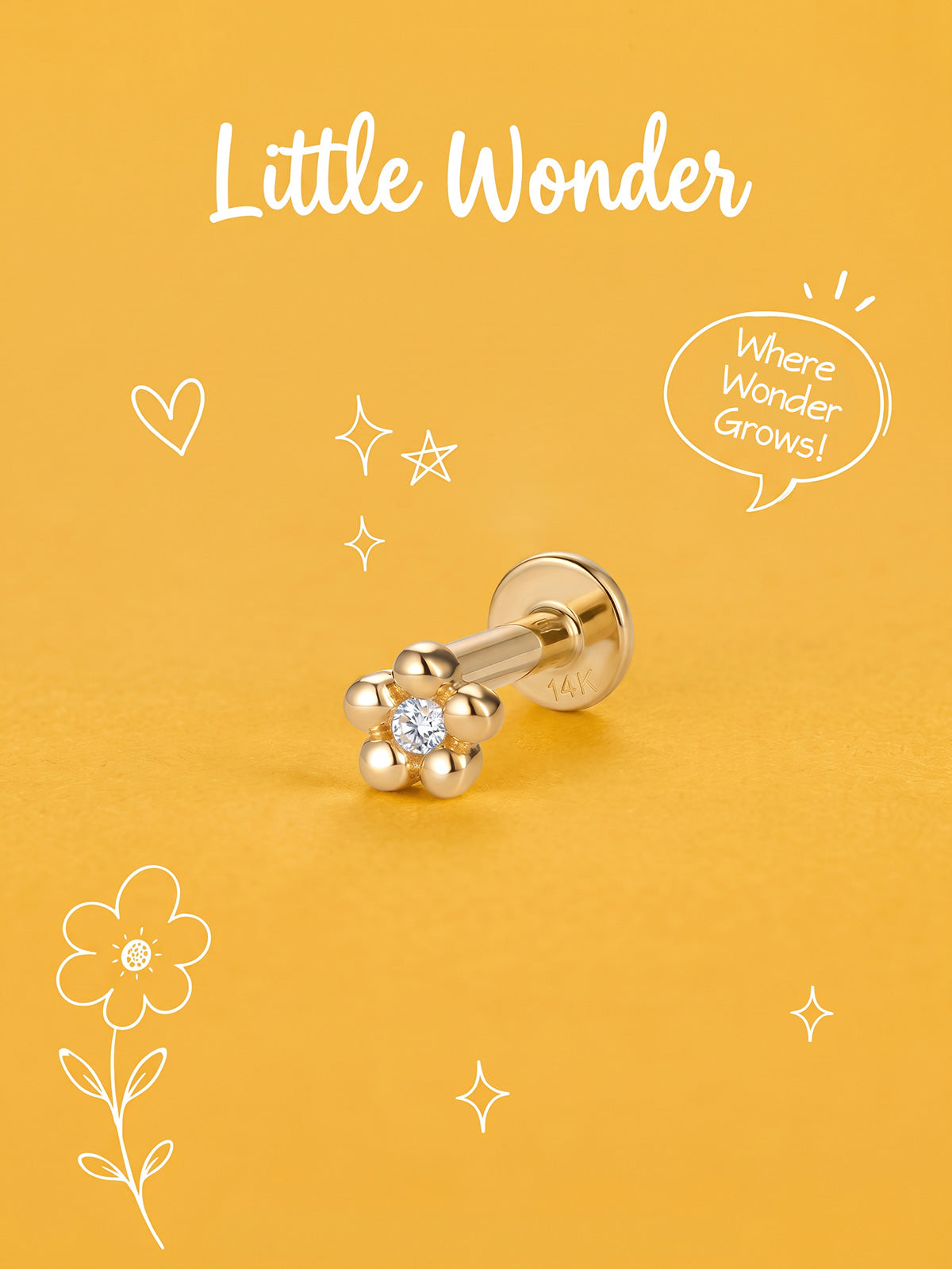 KOSINER Little Wonder flower jewelry collection in 14K solid gold
