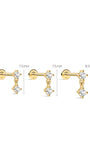 KOSINER 14K Solid Gold Drop Flat Back Stud, 7.0mm 7.5mm 8.0mm sizes