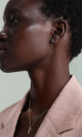KOSINER 14K solid gold minimalist pendant stud worn solo or layered in curated ear stack