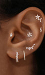 KOSINER 925 Sterling Silver Mixed Marquise Pear CZ Cluster Curved Piercing Stud, Nickel-Free Dainty Sparkling Cartilage Earring for Multi Ear Stack Piercing