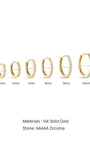 KOSINER 14K Solid Gold Classic Crystal Pave Hoop, 5/6/7/8/9/10mm sizes for snug cartilage fit
