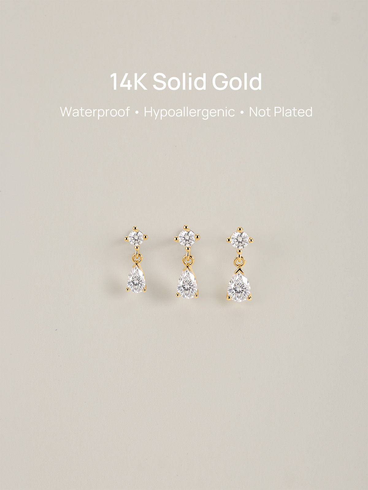 14K massief gouden Teardrop hanger oor piercing Stud