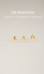 KOSINER 14K Solid Gold Glossy Lightning Flat Back Stud, Hypoallergenic Waterproof Cartilage Piercing Earring Not Plated