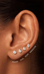 KOSINER bezel-set lab-grown diamond flat back studs in round, oval, pear and marquise shapes