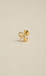 14K solid gold honeycomb flat back stud earring, round cubic zirconia geometric hexagon cartilage piercing jewelry, front close-up shot on cream neutral background