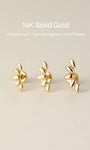 KOSINER Glossy polished petal arc flat back stud, minimalist leaf design for elegant ear styling