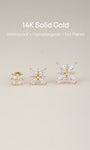 KOSINER Floral Stud Ear Stack, 14K Gold Helix Conch Piercing Jewelry for Women, Waterproof & Sleep-Friendly
