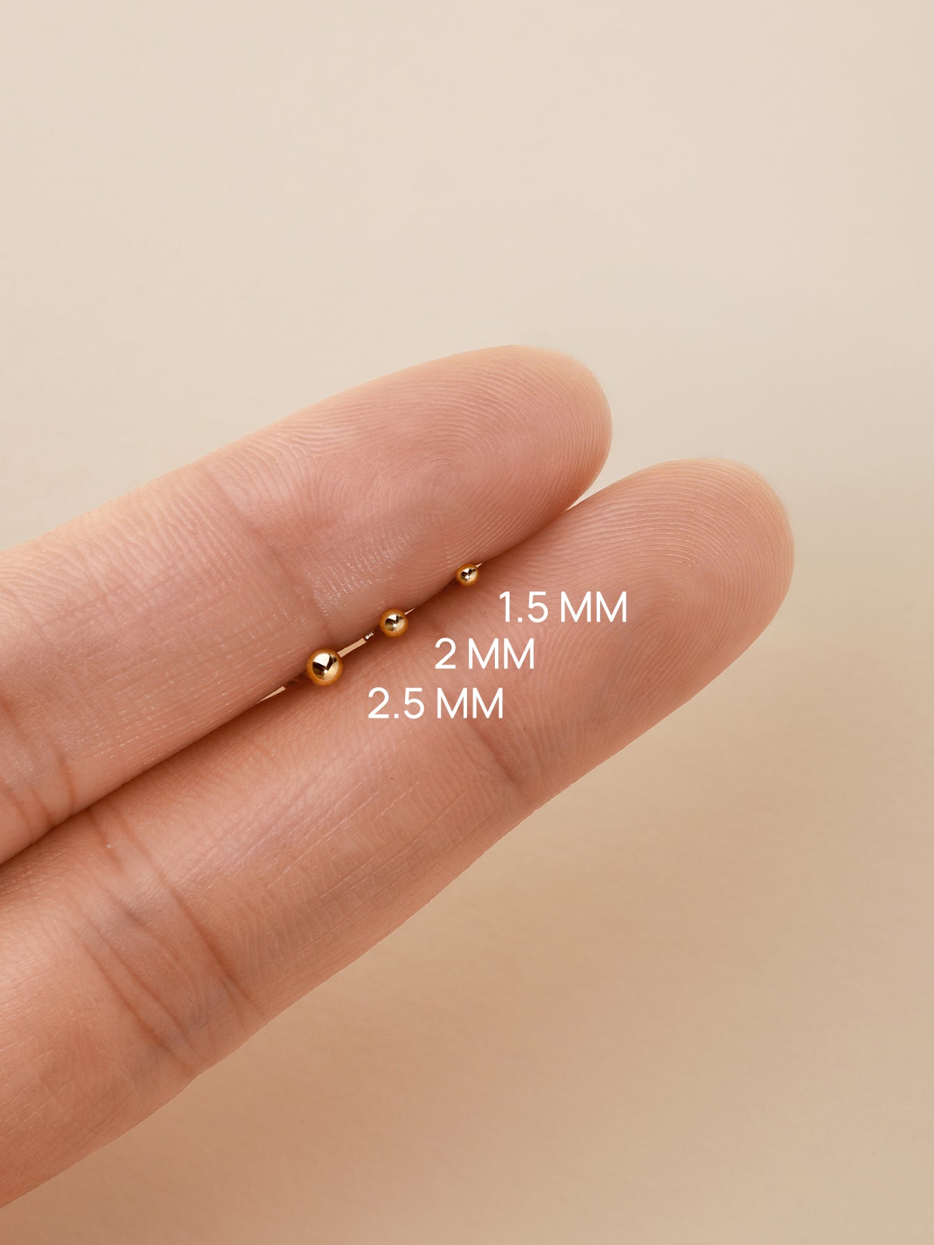 14K Solid Gold Classic Round Bead Ear Piercing Stud