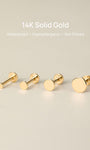 KOSINER 14K Solid Gold Minimalist Disc-shaped Flat Back Stud
