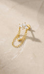 At Dawn lotus chain dangle flat back stud with marquise-cut clear stones