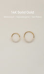 KOSINER 14K Solid Gold Dainty Cluster Daith Clicker Hoop, Half Paved CZ Diamond Smooth Click Closure Cartilage Earring