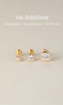 KOSINER 14K Solid Gold Dainty Bezel Flat Back Stud Waterproof Hypoallergenic Piercing Jewelry
