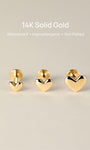 KOSINER 14K Solid Gold Dainty SweetHeart Flat Back Stud,waterproof, hypoallergenic, nickel-free, no plating