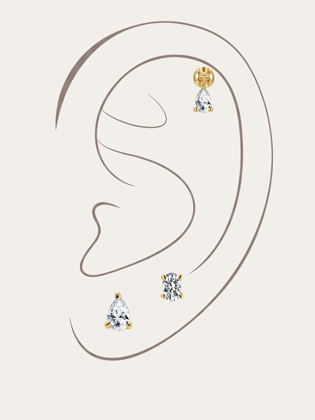 KOSINER 14K Solid Gold Classic Lab-Grown Diamond Set