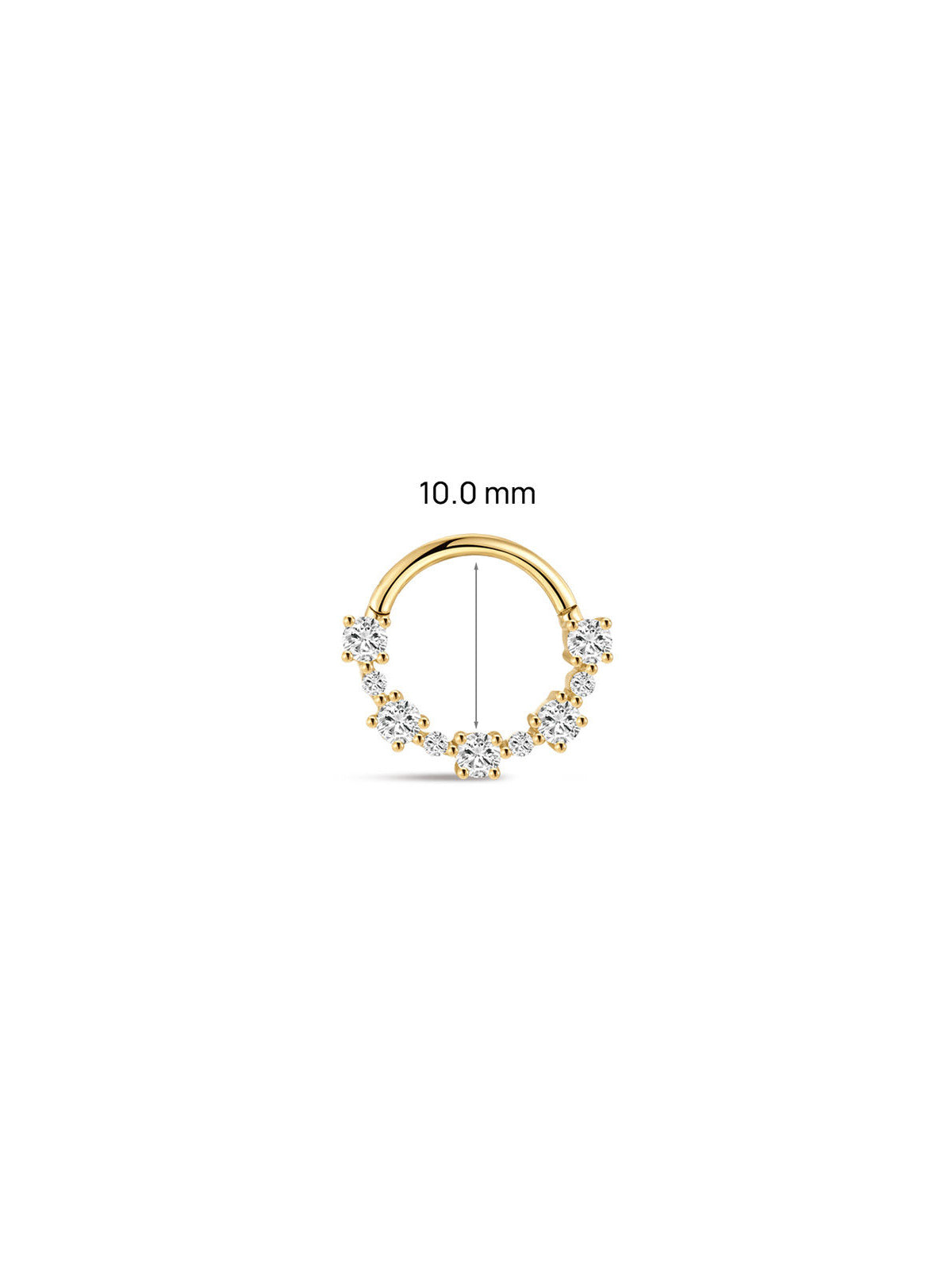 KOSINER Daith Clicker Size Guide 10.0mm, 14K Solid Gold Paved CZ Daith Piercing Hoop