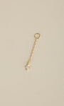 14K solid gold marquise cz star long chain dangle charm, KOSINER detachable piercing ear charm on neutral beige background
