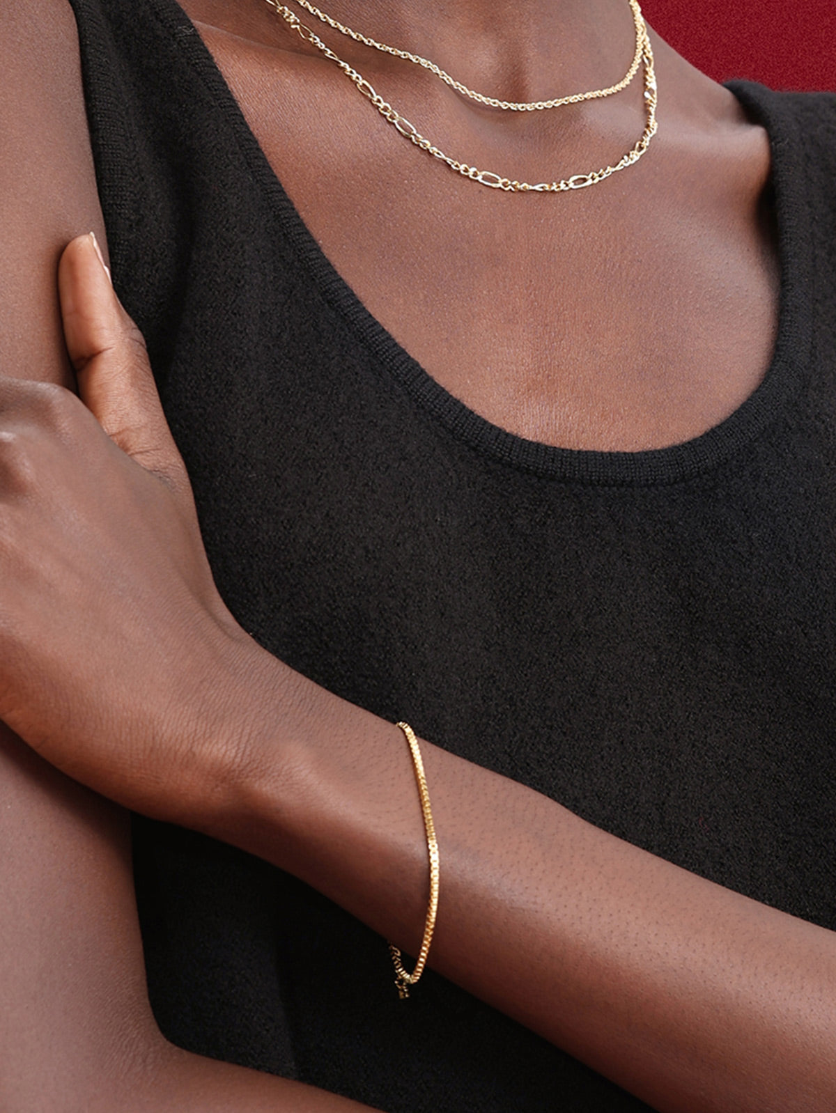kosiner jewelry 18k Gold Vermeil Box Chain Bracelet