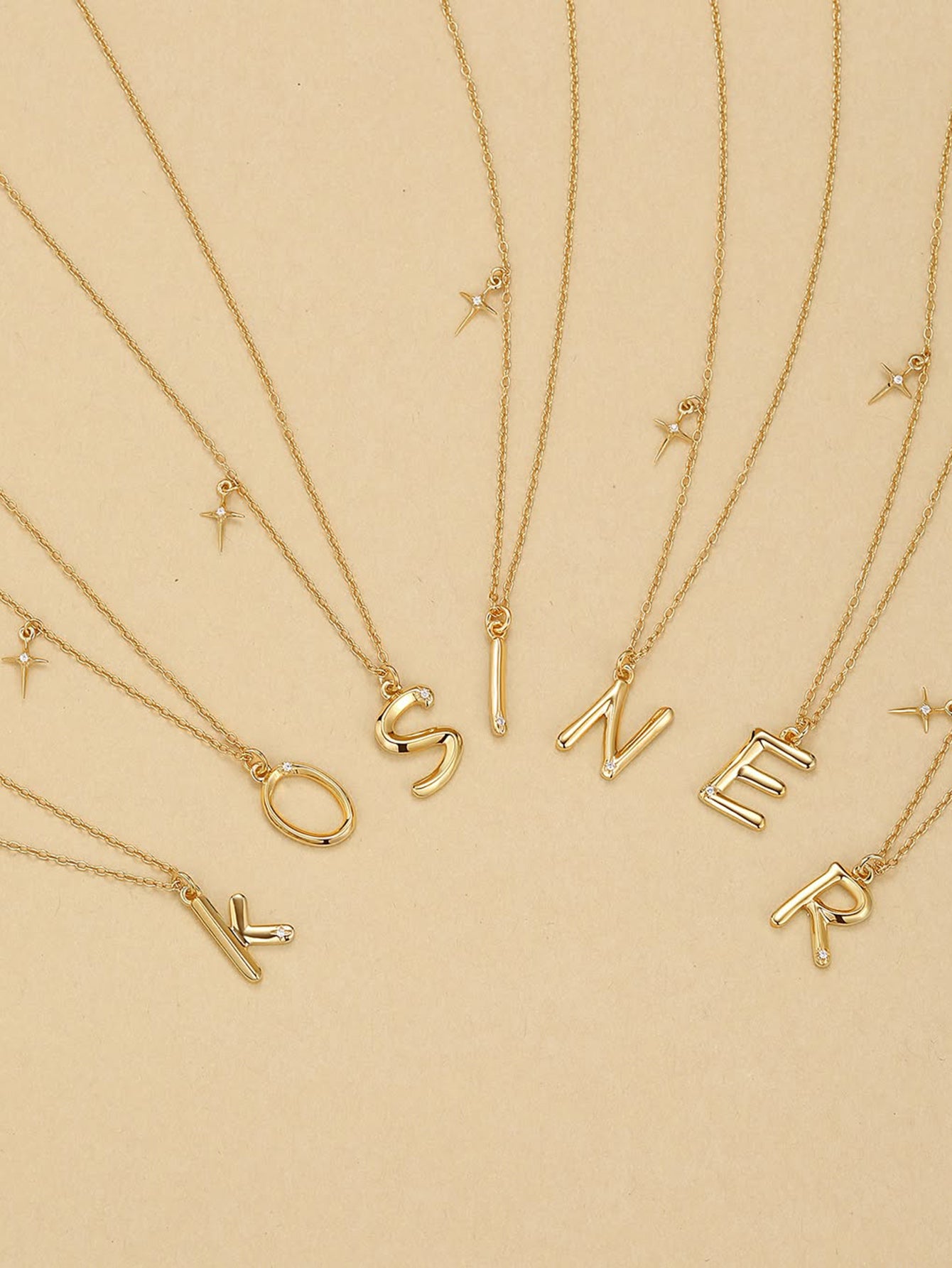 KOSINER 18K Gold Vermeil Delicate Initials Chain Necklace