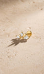 At Dawn blooming lotus flat back stud with sparkling marquise-cut stones